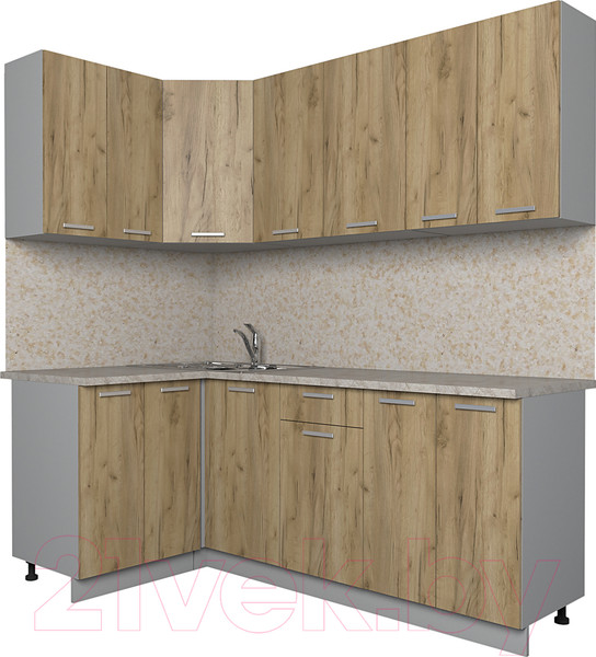 Изображение товара Кухонный гарнитур Интерлиния Мила Лайт 1.2x2.0 (дуб золотой/опал светлый)