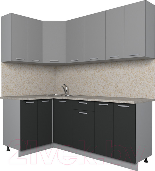 Изображение товара Кухонный гарнитур Интерлиния Мила Лайт 1.2x2.0 (серебро/антрацит/опал светлый)