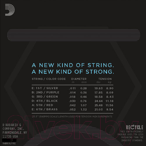 Изображение товара Струны для электрогитары D'Addario NYXL1152
