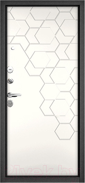 Изображение товара Входная дверь Mastino PP1 Trust Eco PP антрацит букле/бетон темный/белый софт (96x205, левая)