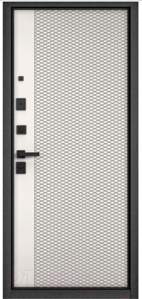 Изображение товара Входная дверь Mastino PP3 Trust Eco PP черный муар металлик/черный мат/белый софт (86x205, левая)