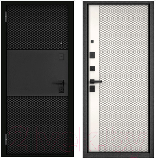 Изображение товара Входная дверь Mastino PP3 Trust Eco PP черный муар металлик/черный мат/белый софт (96x205, левая)
