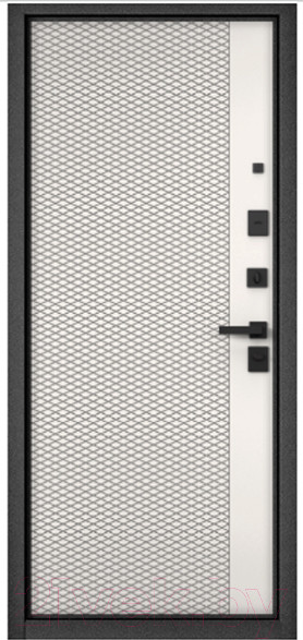 Изображение товара Входная дверь Mastino PP3 Trust Eco PP черный муар металлик/черный мат/белый софт (96x205, правая)