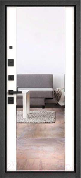 Изображение товара Входная дверь Mastino PP4 Trust Eco PP черный муар металлик/оскуро веллюто/белый софт (86x205, левая)