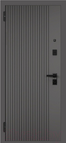 Изображение товара Входная дверь Mastino PP4 Trust Eco PP черный муар металлик/оскуро веллюто/белый софт (96x205, левая)