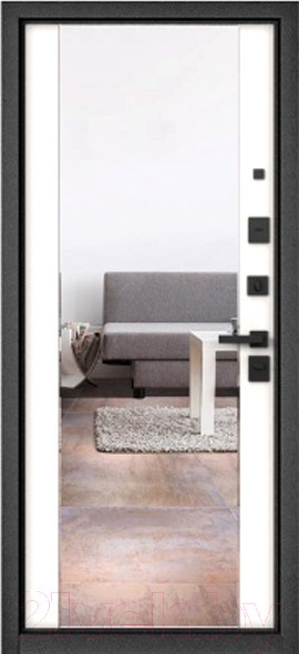 Изображение товара Входная дверь Mastino PP4 Trust Eco PP черный муар металлик/оскуро веллюто/белый софт (96x205, правая)