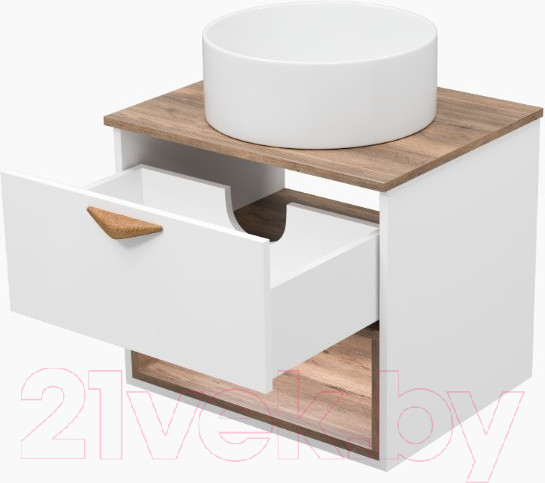 Изображение товара Тумба под умывальник Brevita Bergen 60 / BER-07060-19-01-1Я (белый/темное дерево)