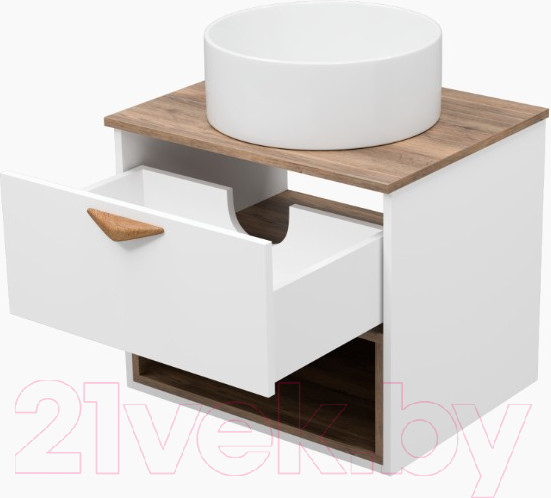 Изображение товара Тумба под умывальник Brevita Bergen 60 / BER-07060-19-01-1Я (белый/темное дерево)