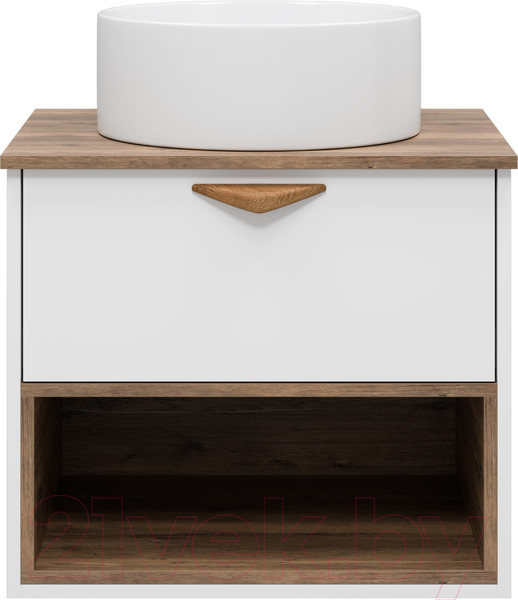 Изображение товара Тумба под умывальник Brevita Bergen 60 / BER-07060-19-01-1Я (белый/темное дерево)