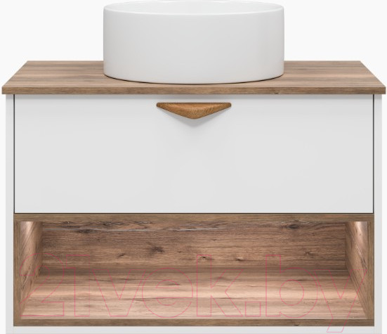 Изображение товара Тумба под умывальник Brevita Bergen 80 / BER-07080-19-01-1Я (белый/темное дерево)