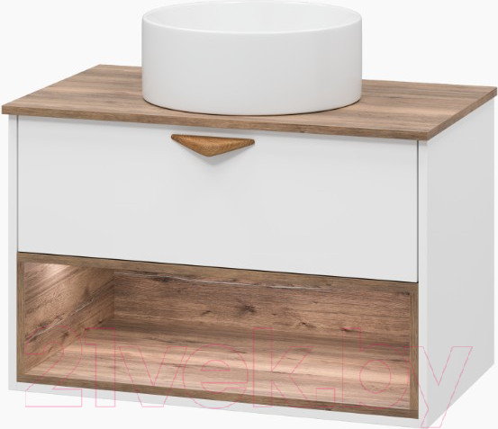 Изображение товара Тумба под умывальник Brevita Bergen 80 / BER-07080-19-01-1Я (белый/темное дерево)