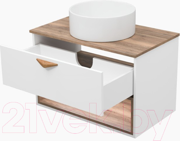 Изображение товара Тумба под умывальник Brevita Bergen 80 / BER-07080-19-01-1Я (белый/темное дерево)
