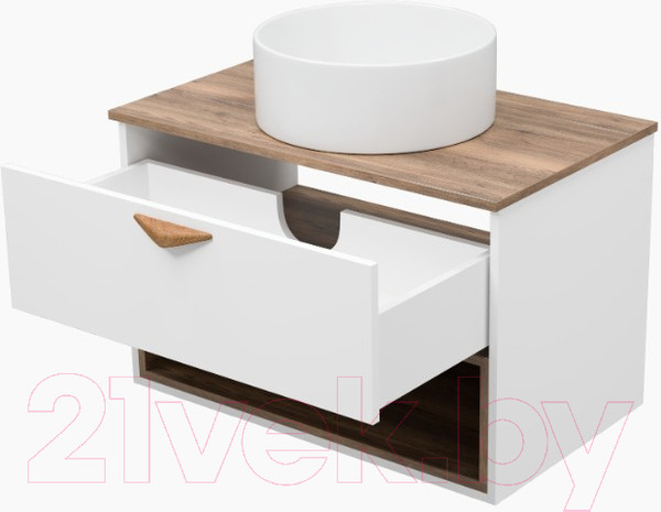 Изображение товара Тумба под умывальник Brevita Bergen 80 / BER-07080-19-01-1Я (белый/темное дерево)