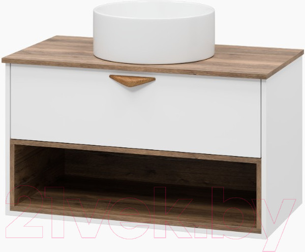 Изображение товара Тумба под умывальник Brevita Bergen 90 / BER-07090-19-01-1Я (белый/темное дерево)