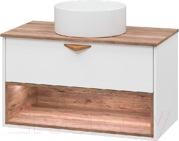 Изображение товара Тумба под умывальник Brevita Bergen 90 / BER-07090-19-01-1Я (белый/темное дерево)