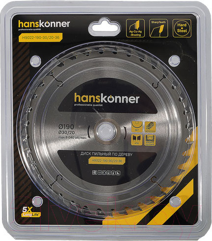 Изображение товара Пильный диск Hanskonner H9022-190-30/20-36
