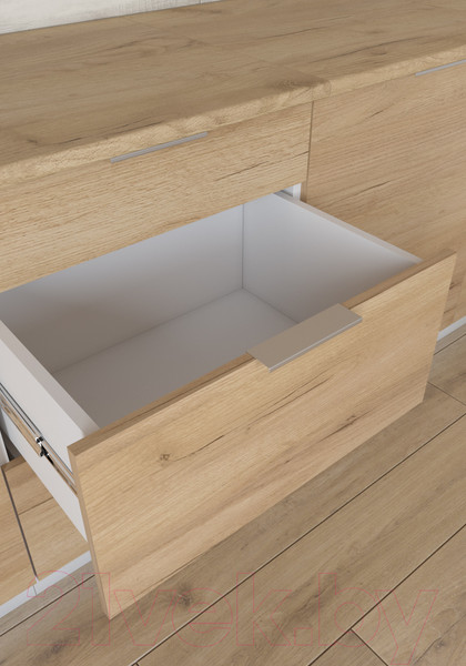 Изображение товара Кухонный гарнитур Интермебель Микс Топ-6 2.1м (белый премиум/графит серый/дуб вотан)