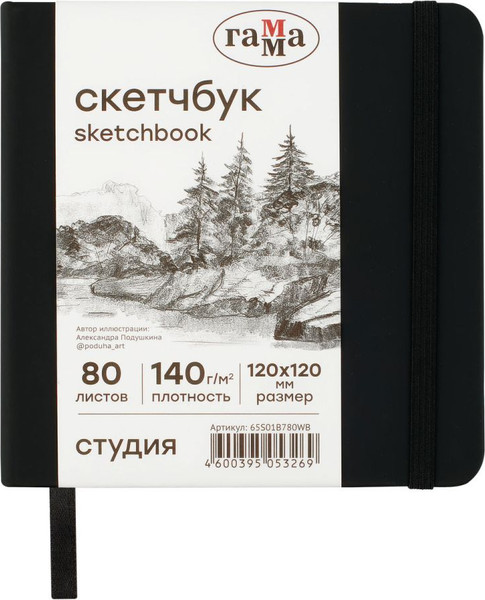 Изображение товара Скетчбук ГАММА Студия / 65S01B780WB (80л, черный)