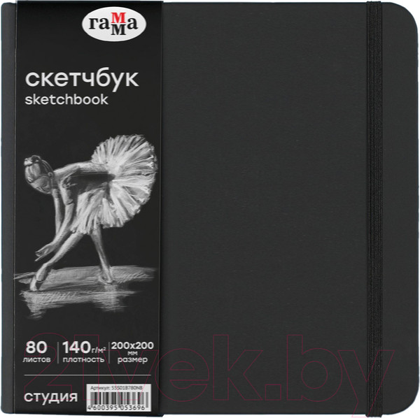 Изображение товара Скетчбук ГАММА Студия / 55S01B780NB (80л, черный)