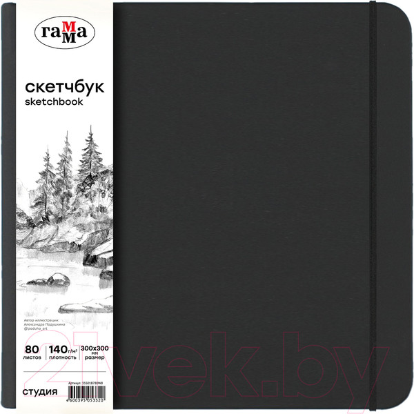 Изображение товара Скетчбук ГАММА Студия / 35S01B780WB (80л, черный)