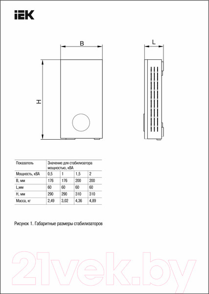 Изображение товара Стабилизатор напряжения IEK Slim IVS22-1-D15-09