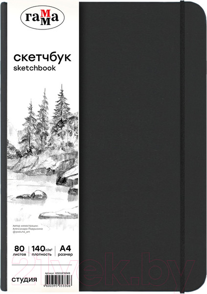 Изображение товара Скетчбук ГАММА Студия / 40S01B780WB (80л, черный)