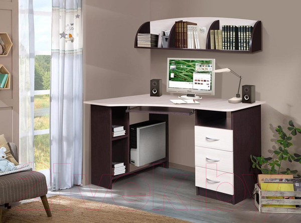 Изображение товара Компьютерный стол Мебель-Класс Престиж (венге/ясень шимо светлый, правый)