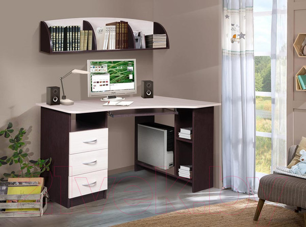 Изображение товара Компьютерный стол Мебель-Класс Престиж (венге/ясень шимо светлый, левый)