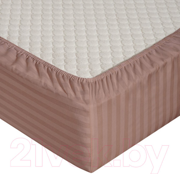 Изображение товара Простыня Milanika Какао на резинке 160x200x20 (поплин-страйп)