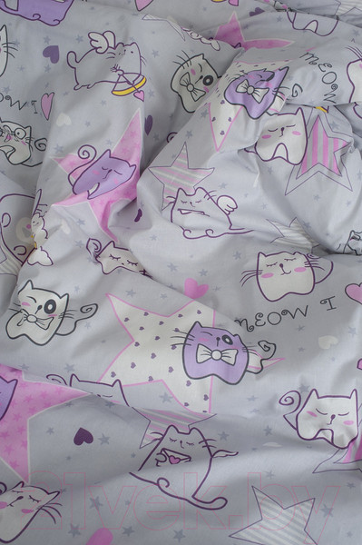 Изображение товара Комплект постельного белья Milanika Мяу-Мяу 1.5сп подростковый с наволочкой 70x70 (бязь)
