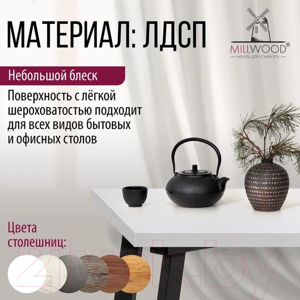 Изображение товара Столешница для стола Millwood ПФ 180x80x3.6 (белый)