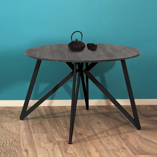 Изображение товара Обеденный стол Millwood Женева Л18 D110 (сосна пасадена/металл черный)