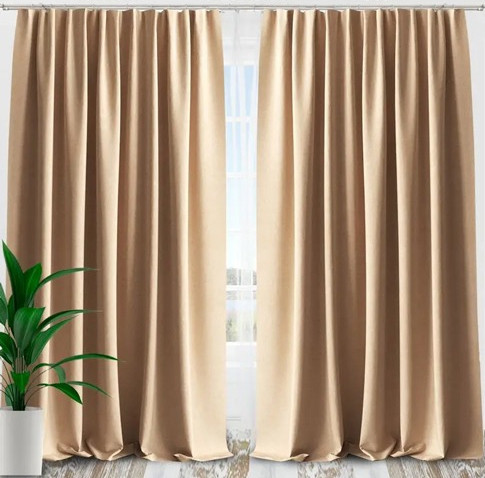 Изображение товара Комплект штор AMI Бархат 150x270 (2шт, бежевый)