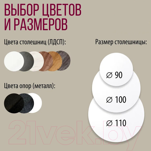 Изображение товара Обеденный стол Millwood Женева Л D110 (белый/металл белый)