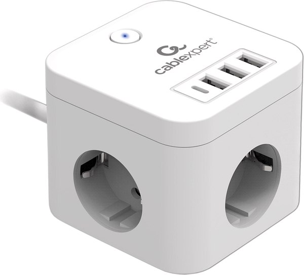 Изображение товара Сетевой фильтр Cablexpert CUBE-3-CU3-W-1.5 