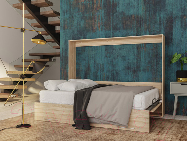 Изображение товара Шкаф-кровать трансформер Макс Стайл TNT 18мм 140x200 (Egger дуб бардолино натуральный Н1145 ST10)