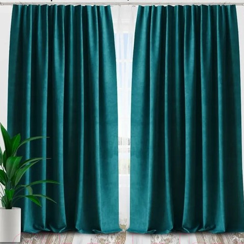 Изображение товара Комплект штор AMI Бархат 150x270 (2шт, морская волна)