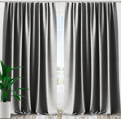 Изображение товара Комплект штор AMI Бархат 150x270 (2шт, светло-серый)