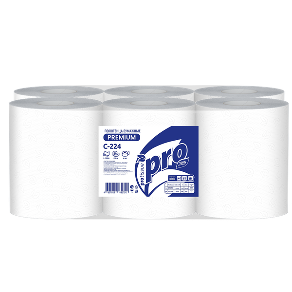 Изображение товара Бумажные полотенца PROtissue Premium 2х-слойные / С224 (150м)