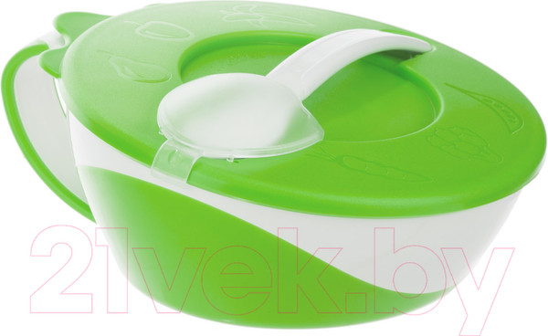 Изображение товара Набор посуды для кормления Canpol Миска с ложкой / 31/406 (350мл, зеленый )