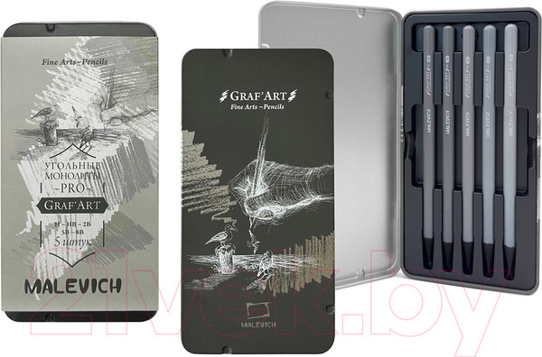 Изображение товара Набор угольных карандашей Малевичъ GrafArt Pro / 197317 (5шт)