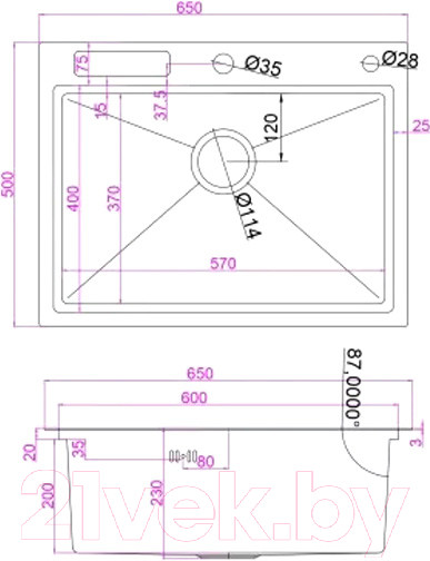 Изображение товара Мойка кухонная Avina Zepein Professional PVD D6550HD (графит)