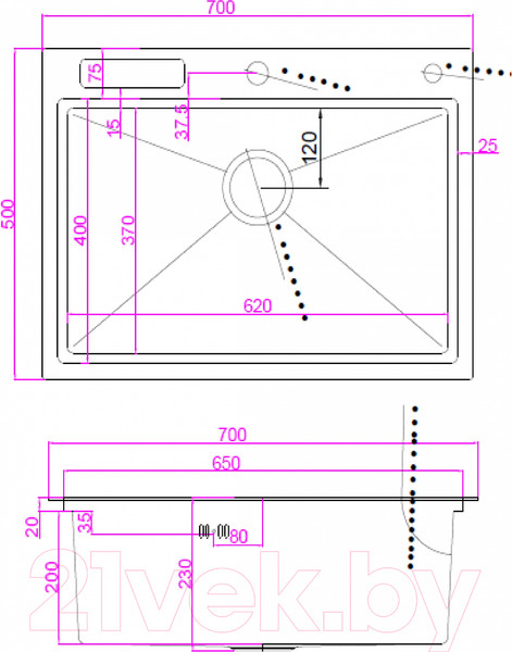 Изображение товара Мойка кухонная Avina Zepein Professional PVD D7050HD (графит)