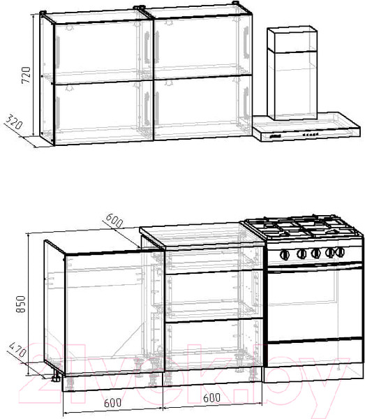 Изображение товара Кухонный гарнитур Интермебель Микс Топ-31 1.2м (белый премиум/дуб крафт золотой/дуб вотан)