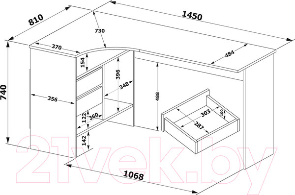 Изображение товара Компьютерный стол Сокол-Мебель СПМ-25 (левый, дуб сонома)