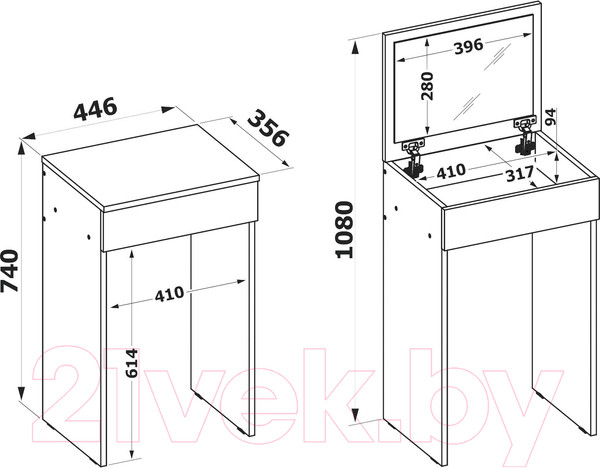 Изображение товара Туалетный столик с зеркалом Сокол-Мебель СП-21 (дуб сонома)