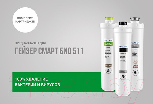 Изображение товара Комплект картриджей для фильтра Гейзер Смарт Био 511