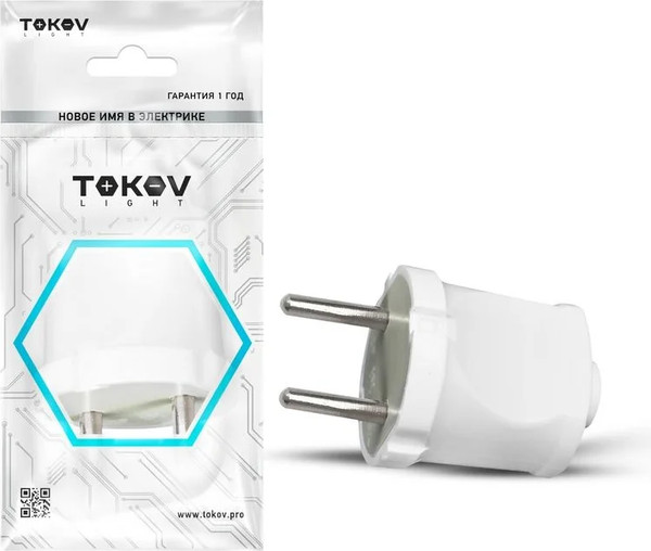 Изображение товара Вилка штепсельная Tokov Electric TKL-PL-C01 (белый)