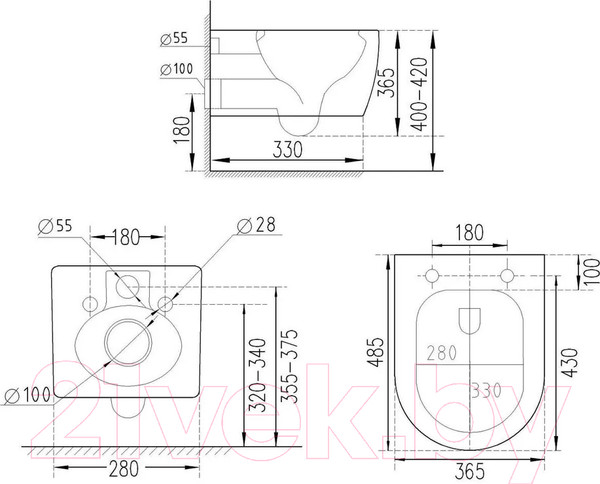 Изображение товара Унитаз подвесной с инсталляцией Roxen StounFix Dual Fresh 501057