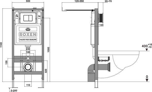Изображение товара Унитаз подвесной с инсталляцией Roxen StounFix Dual Fresh 501501